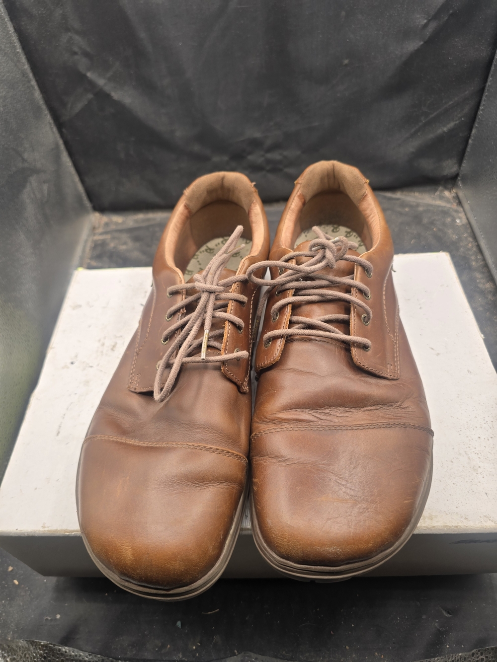 Men's Tan Leather Lace-Up Oxfords